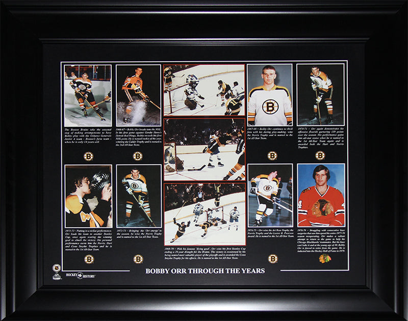 Bobby Orr Boston Bruins 16x20 compilation Hockey Memorabilia Collector Frame