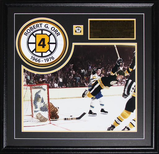 Bobby Orr Boston Bruins The Goal 16x20 with patch Hockey Collector Frame