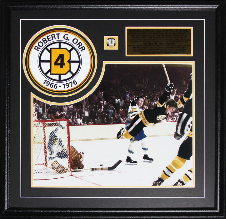 Bobby Orr Boston Bruins The Goal 16x20 with patch Hockey Collector Frame