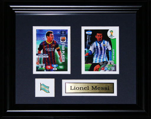 Lionel Messi Barcelona FC Team Argentina FIFA Soccer Football 2 Card Frame