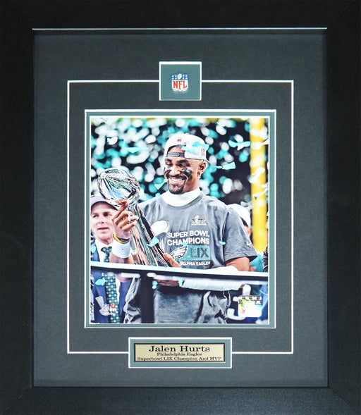 Jalen Hurts Philadelphia Eagles Superbowl LIX MVP Championship Football 8x10 Memorabilia Collector Frame
