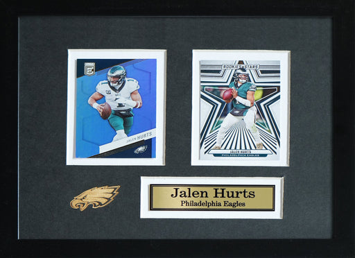 Jalen Hurts Philadelphia Eagles Football 2 Card Sports Memorabilia Collector Frame