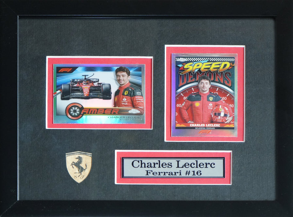 Charles Leclerc Team Ferrari F1 Formula 1 Racing 2 Card Sports Memorabilia Collector Frame