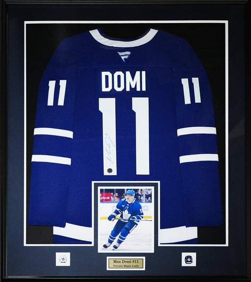 Max Domi Toronto Maple Leafs Signed Hockey Jersey Sports Memorabilia Collector Frame (Blue)