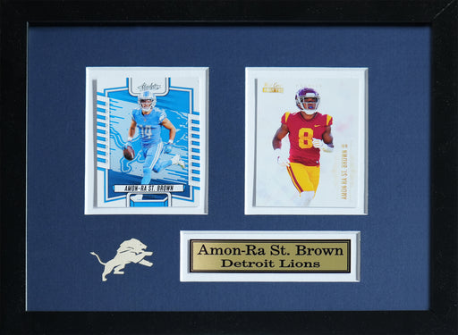 Amon-Ra St. Brown Detroit Lions Football 2 Card Sports Memorabilia Collector Frame