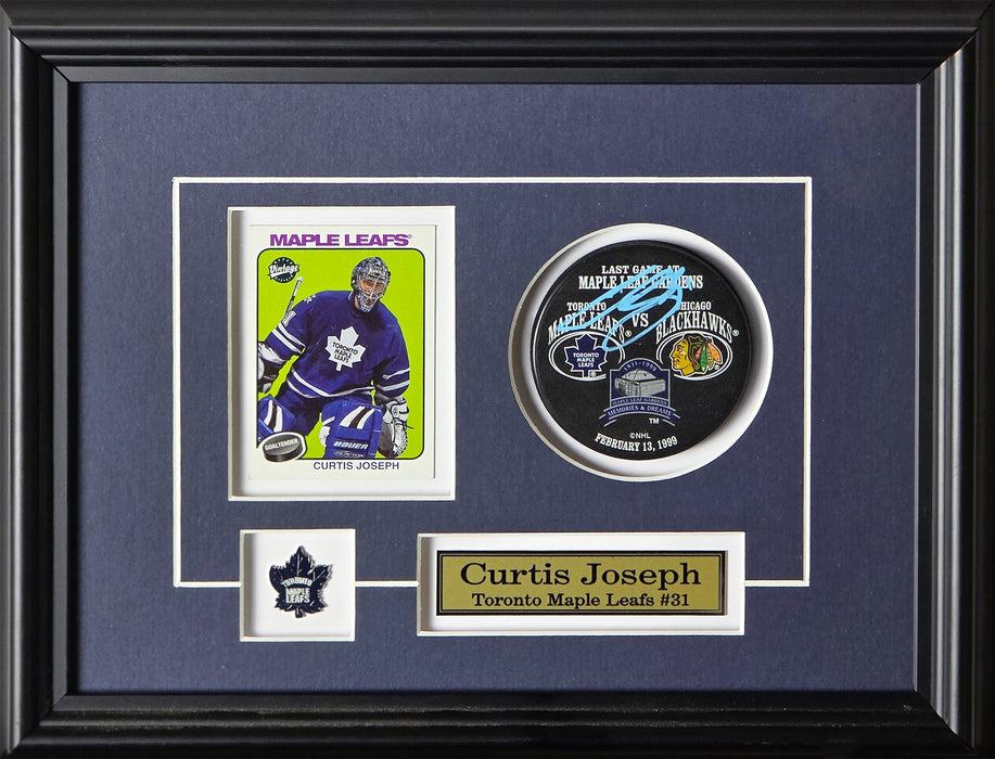 Curtis Joseph Toronto Maple Leafs Signed Puck with Card Memorabilia Collector Frame
