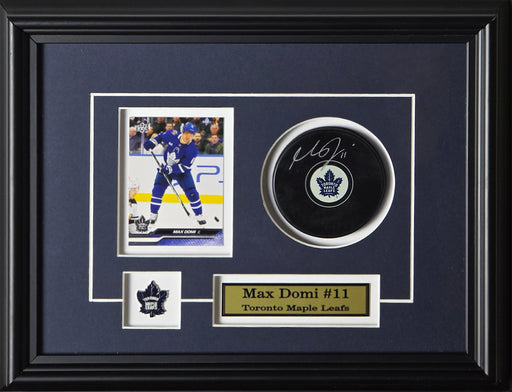 Max Domi Toronto Maple Leafs Signed Puck with Card Memorabilia Collector Frame