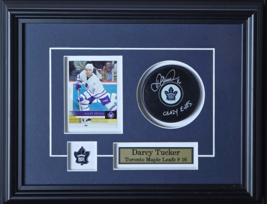 Darcy Tucker Toronto Maple Leafs Signed Puck with Card Memorabilia Collector Frame