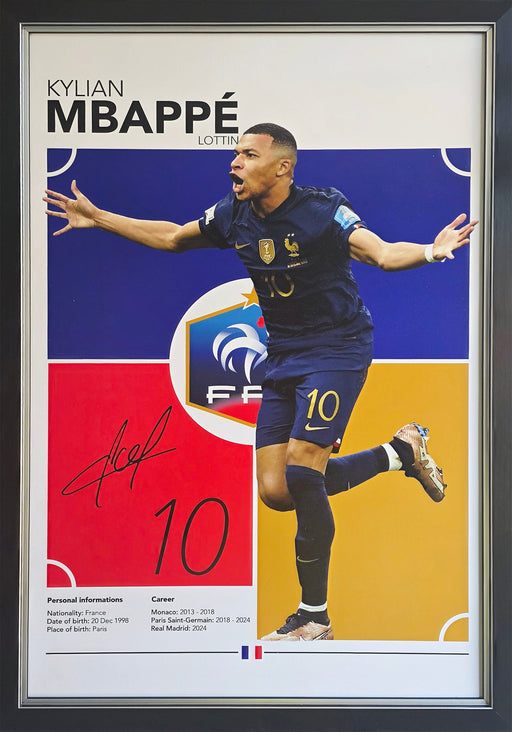 Kylian Mbappe Team France World Cup 26x38 Textured Print Soccer Memorabilia Collector Frame