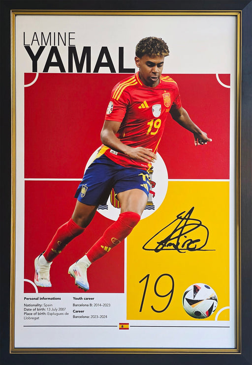Lamine Yamal Team Spain World Cup 26x38 Textured Print Soccer Memorabilia Collector Frame