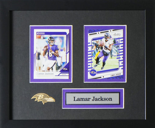 Lamar Jackson Baltimore Ravens 2 Card Football Sports Memorabilia Collector Frame