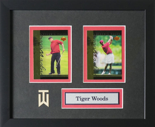 Tiger Woods PGA Golf 2 Card Sports Memorabilia Collector Frame