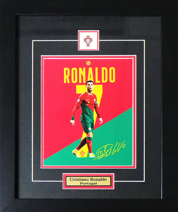 Cristiano Ronaldo Team Portugal Jersey Banner Soccer 8x10 Sports Memorabilia Collector Frame