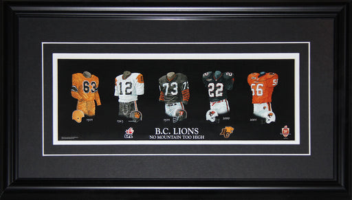 B.C. British Columbia Lions CFL Football Jersey Evolution CFL Football Frame