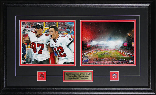 Tom Brady & Rob Gronkowski Tampa Bay Buccaneers Superbowl LV 2 Photo Football Collector Frame