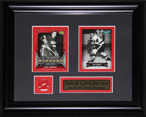 Ted Lindsay Detroit Red Wings 2 Card Hockey Memorabilia Collector Frame