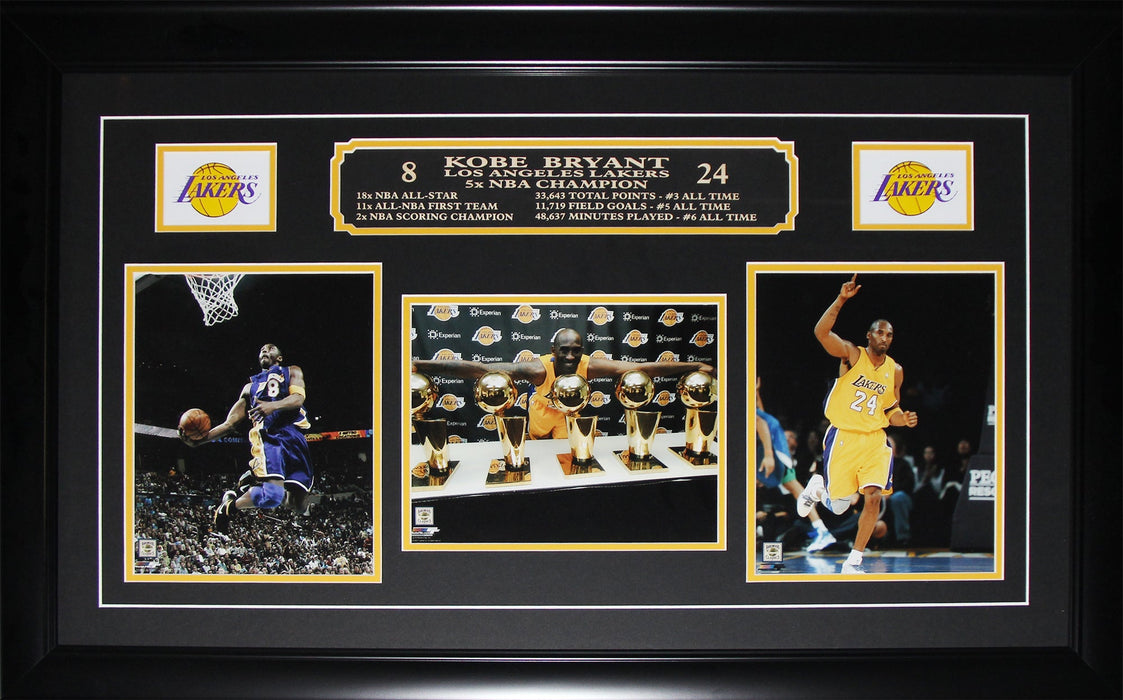 Kobe Bryant Los Angeles Laker Basketball Sports Memorabilia 3 Photograph Frame