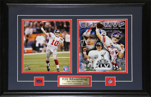 Eli Manning Superbowl XLII New York Giants MVP 2 Photo Football Frame