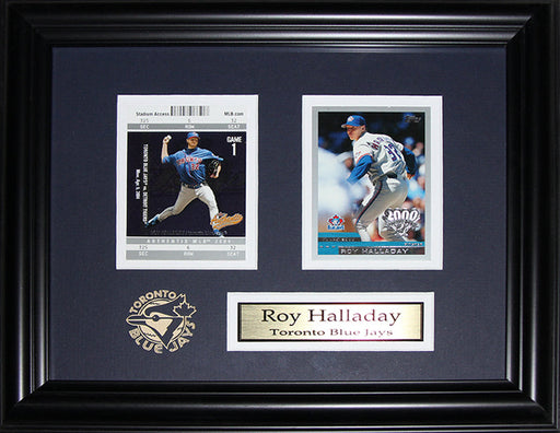 Roy Halladay Toronto Blue Jays 2 Card Baseball Memorabilia Collector Frame