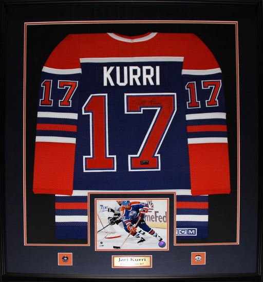 Jari Kurri Edmonton Oilers Signed Jersey Hockey Memorabilia Collector Frame