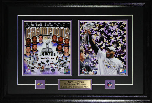 Ray Lewis Baltimore Ravens Superbowl XLVII 2 Photo Football Collector Frame