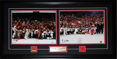 Team Canada 2010 Vancouver Winter Olympics Men & Women Hockey 11x14s Gold Frame