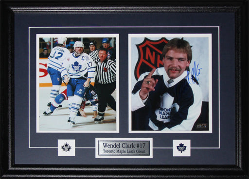 Wendel Clark Toronto Maple Leafs Signed 2 Photo Hockey Collector Frame