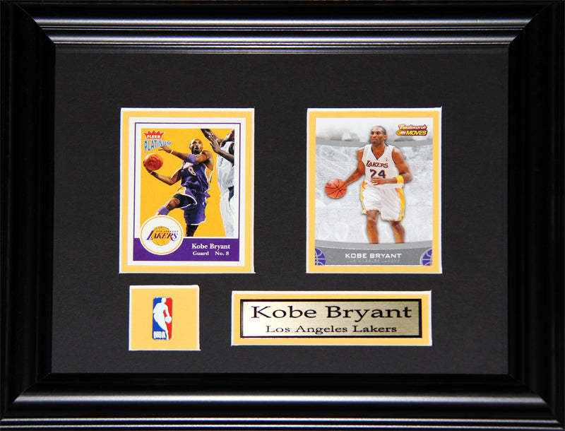 Kobe Bryant Los Angeles Lakers 2 Card Basketball Memorabilia Collector Frame