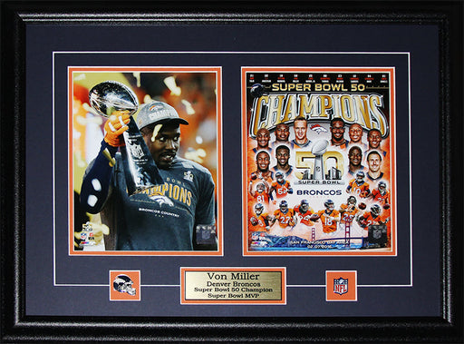 Von Miller Denver Broncos Superbowl 50 MVP 2 Photo Football Collector Frame