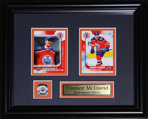 Connor McDavid Edmonton Oilers 2 Card Hockey Memorabilia Collector Frame