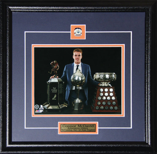 Connor McDavid Edmonton Oilers Ted Lindsay, Hart, Art Ross 2017 MVP 8x10 Hockey Frame