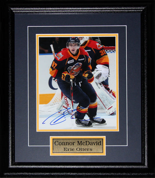 Connor McDavid Erie Otters Signed 8x10 OHL Hockey Memorabilia Collector Frame