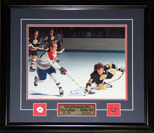 Guy Lafleur Signed Bobby Orr 11x14 Hockey Memorabilia Collector Frame