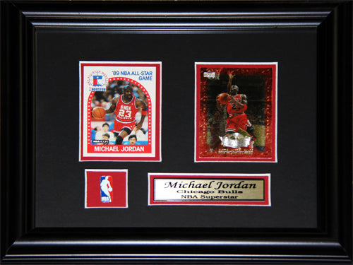 Michael Jordan Chicago Bulls 2 Card Basketball Memorabilia Collector Frame