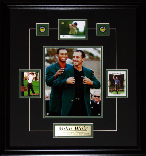Mike Weir Tiger Woods PGA Golf Green Jacket 8x10 & Cards Collector Frame