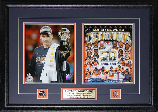 Peyton Manning Denver Broncos Superbowl 50 2 Photo Football Collector Frame