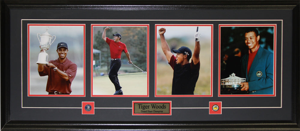 Tiger Woods PGA Golf Champion Grand Green Jacket 4 Photograph Collector Frame