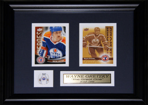Wayne Gretzky Edmonton Oilers 2 Card Hockey Memorabilia Collector Frame