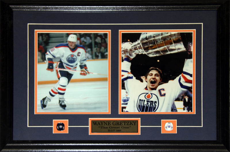 Wayne Gretzky Edmonton Oilers 2 Photo Hockey Memorabilia Collector Frame
