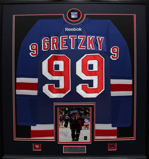 Wayne Gretzky New York Rangers Jersey Hockey Frame with Signed 8x10