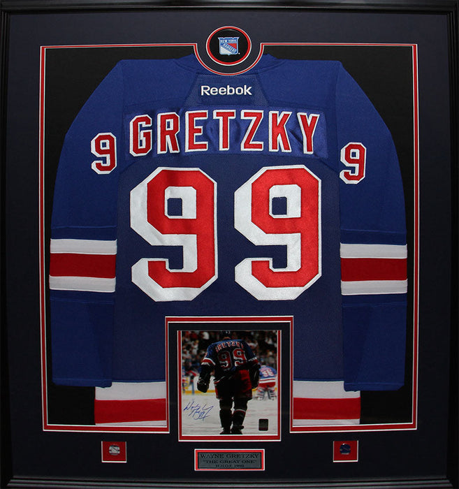 Wayne Gretzky New York Rangers Jersey Hockey Frame with Signed 8x10