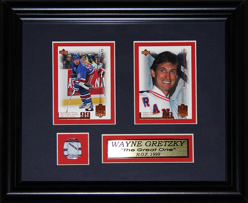 Wayne Gretzky New York Rangers Hockey Sports Memorabilia Collector 2 Card Frame