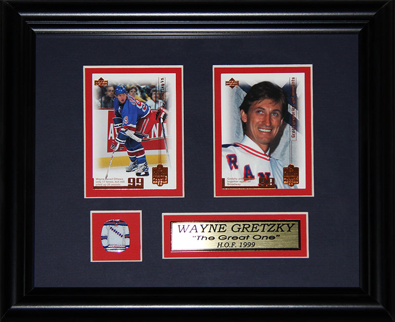 Wayne Gretzky New York Rangers Hockey Sports Memorabilia Collector 2 Card Frame