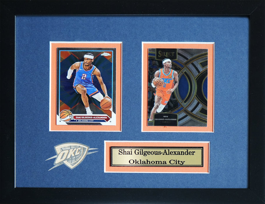 Shai Gilgeous-Alexander Oklahoma City Thunder Basketball 2 Card Memorabilia Collector Frame