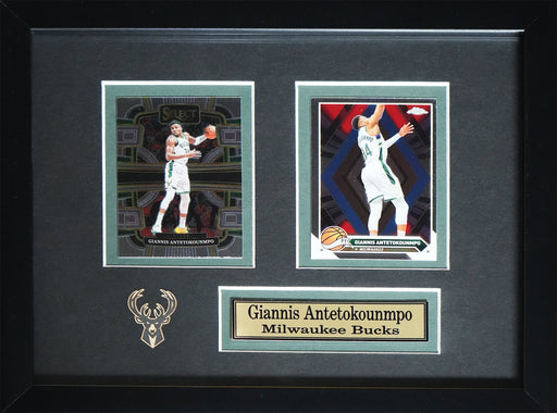 Giannis Antetokounmpo Milwaukee Bucks Basketball 2 Card Sports Memorabilia Collector Frame