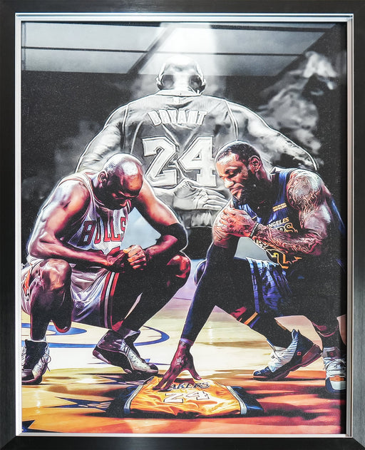 Michael Jordan Lebron James Kobe Bryan Basketballl Tribute Textured Print Frame