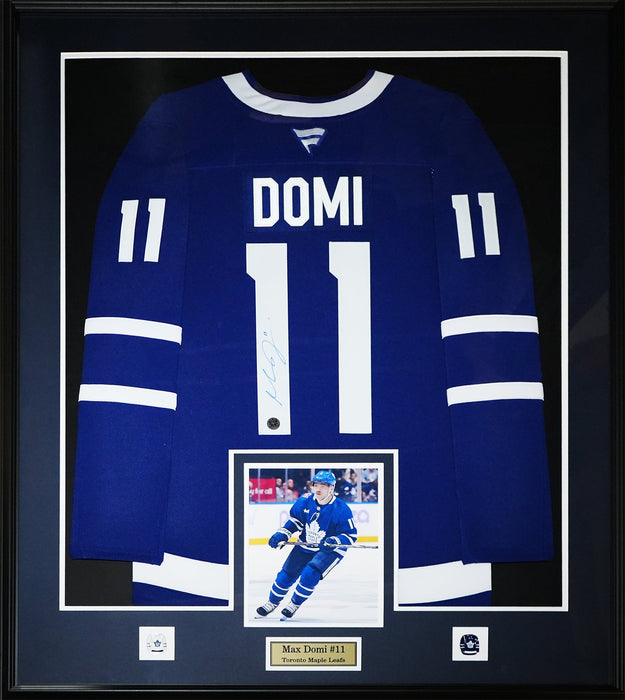 Max Domi Toronto Maple Leafs Signed Hockey Jersey Sports Memorabilia Collector Frame (Blue)