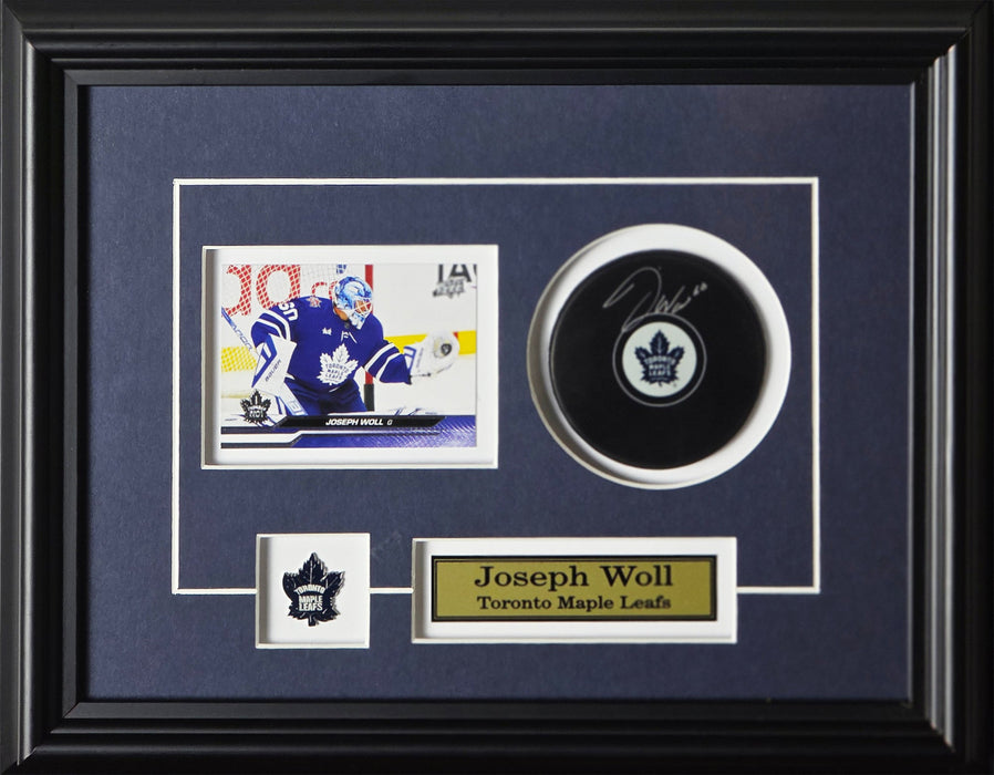 Joseph Woll Toronto Maple Leafs Signed Puck with Card Memorabilia Collector Frame