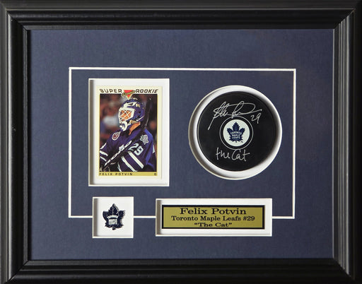 Felix Potvin Toronto Maple Leafs Signed Puck with Card Memorabilia Collector Frame