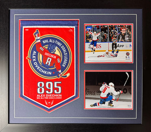 Alexander Ovechkin Washington Capitals 895th Goal Banner 2 Photo Commemoration Collector Frame